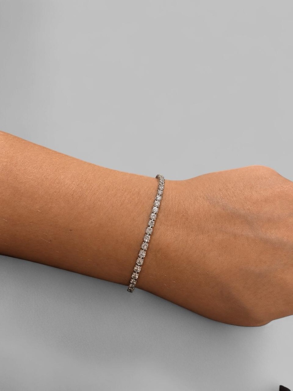 18k White Gold-Filled Tennis Bracelet with Clear CZ Stones